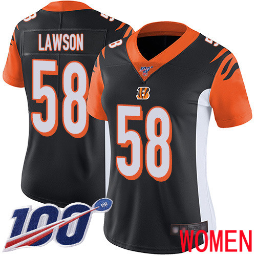 Cincinnati Bengals Limited Black Women Carl Lawson Home Jersey NFL Footballl 58 100th Season Vapor Untouchable